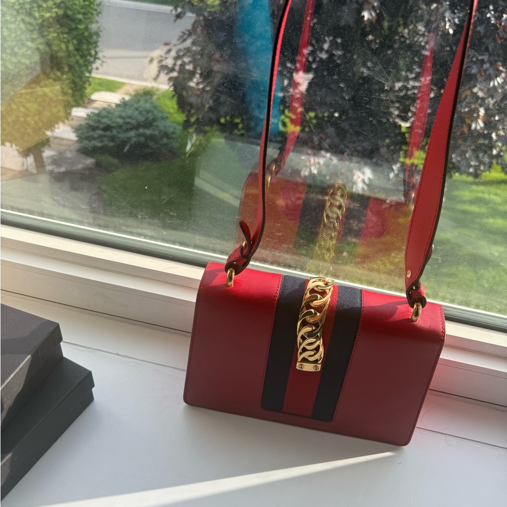 Gucci Medium Red “Sylvie” ribbon handbag